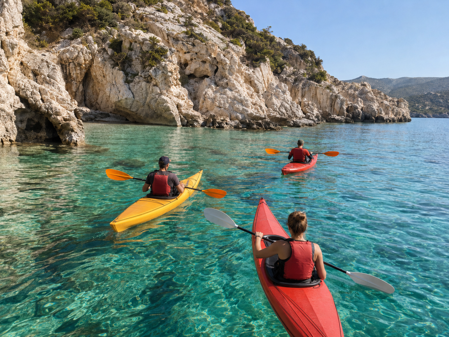 Kayak guidato tra grotte, scogliere e piccole spiagge